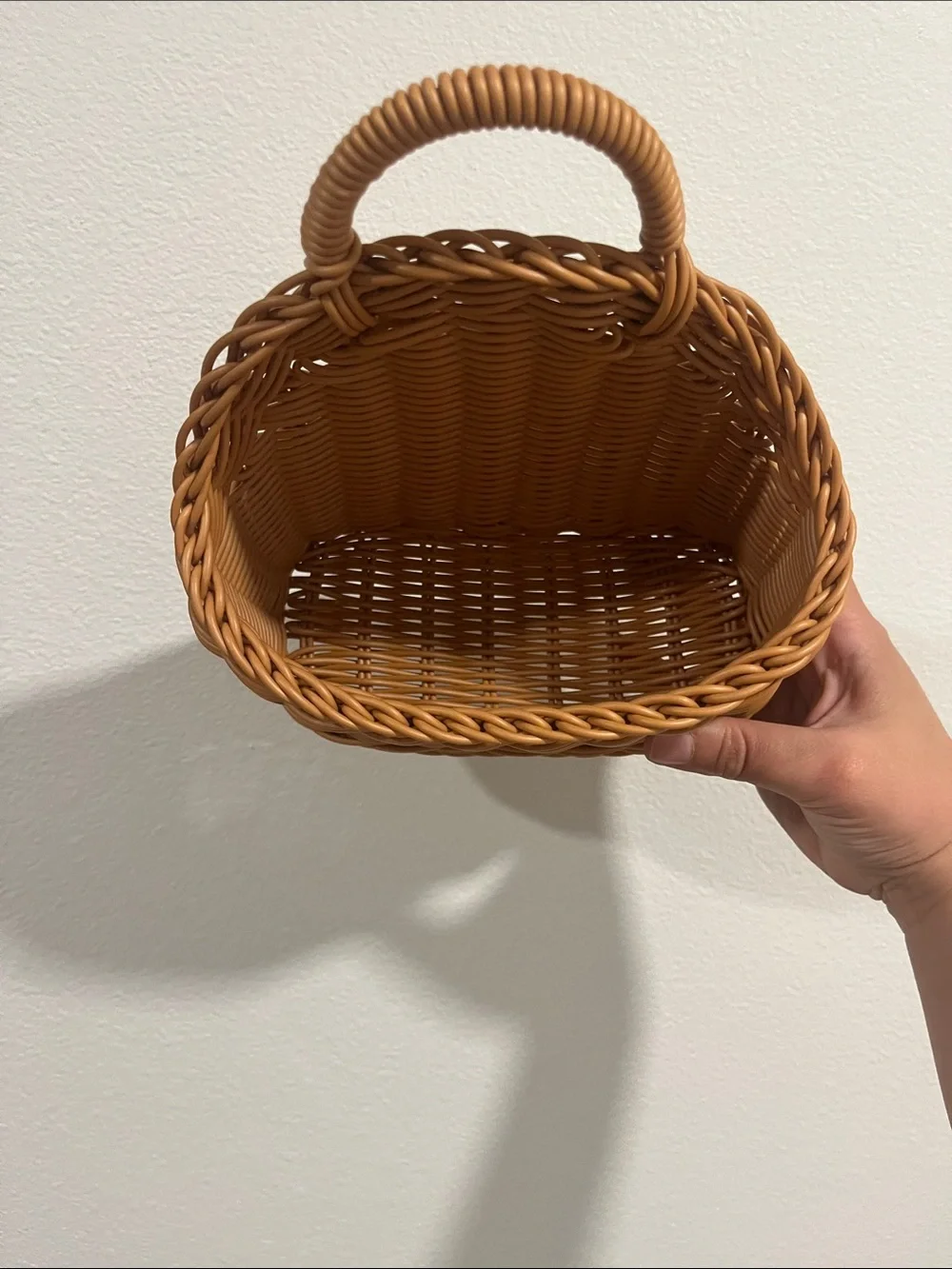 Woven Rattan Wall Basket — Natural Tan
